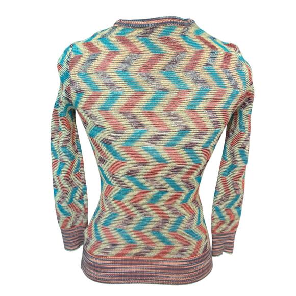 M Missoni MSRP $630 Medium Multicolor Chevron Striped Wool Blend Top y2k Italian - Picture 4 of 10